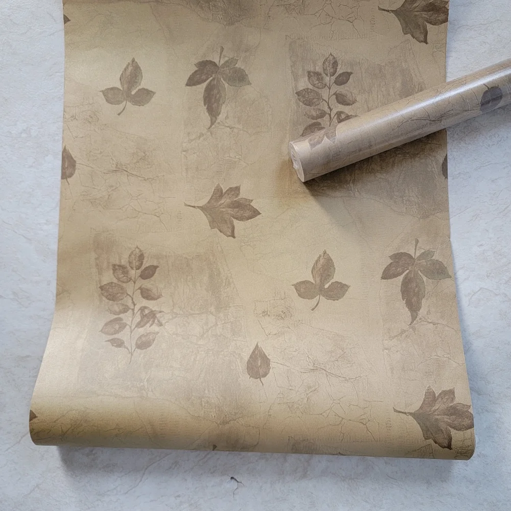 Wallpaper Botanical Leaves with Gold - Lodge Cabin